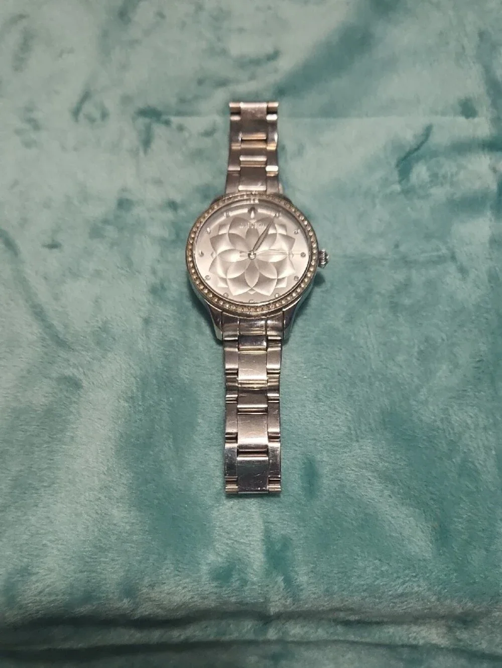 Invicta Silver Floral-Pattern Crystal Accent Women's Watch